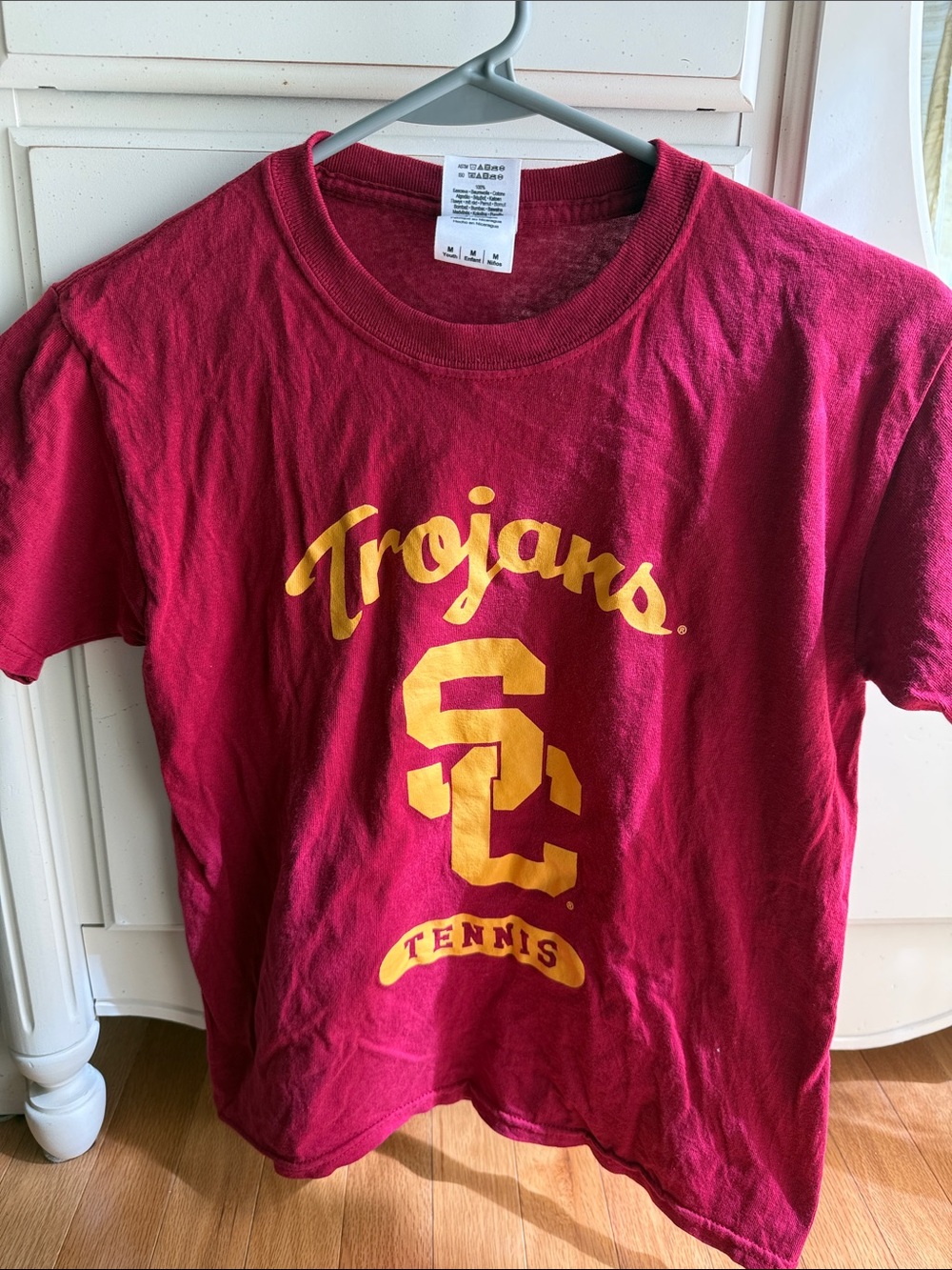 Gildan Maroon and Yellow Trojans SC Tennis Graphic Tee